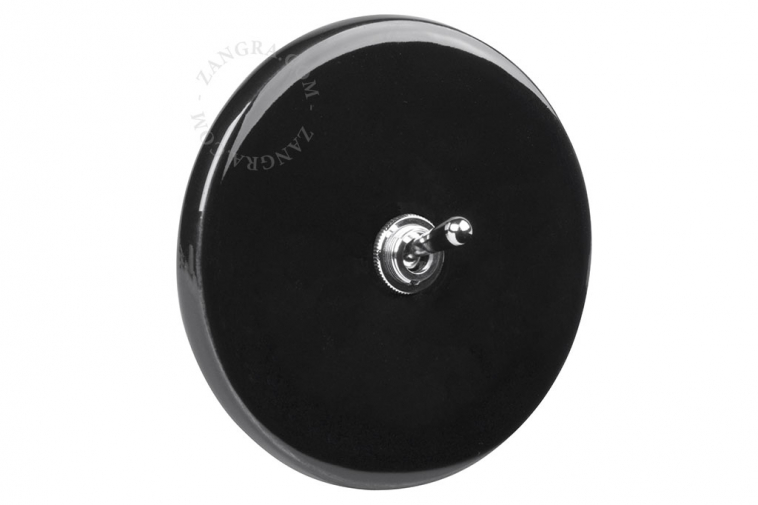 black porcelain switch - two-way or simple nickel-plated toggle switch