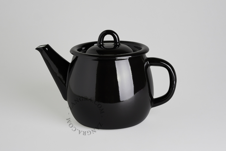 Black and White Enamel Teapot