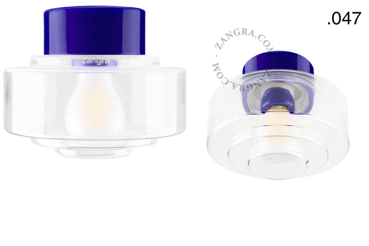 Blauwe, porseleinen lamp.