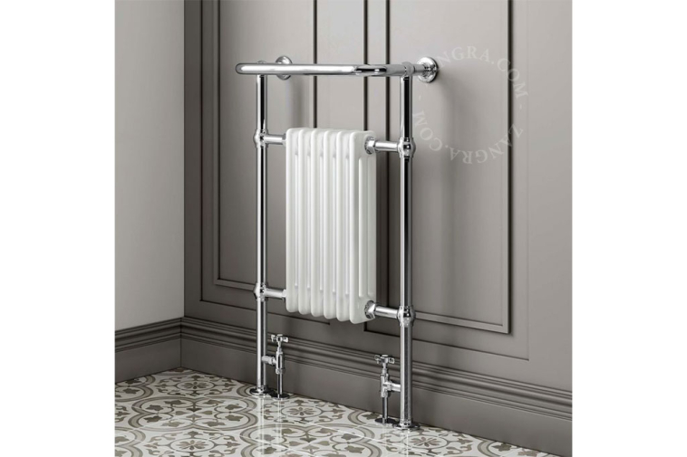 Traditional heated towel rail.