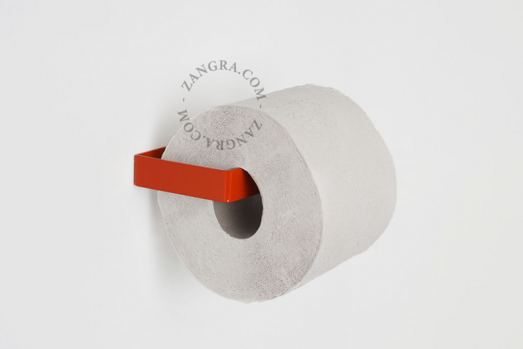 dérouleur papier toilette en métal rouge