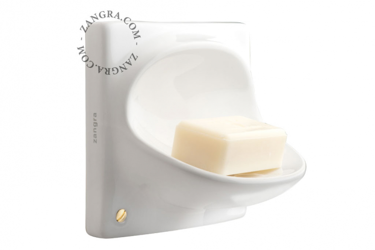 white ceramic soap holder