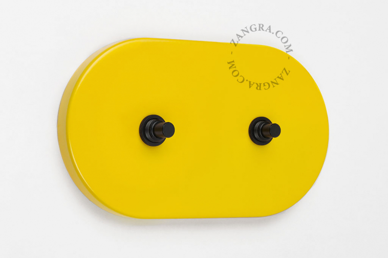 interruptor amarelo - duplo botão de pressão em preto