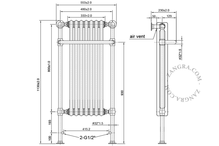 Victorian-style heated towel rail.