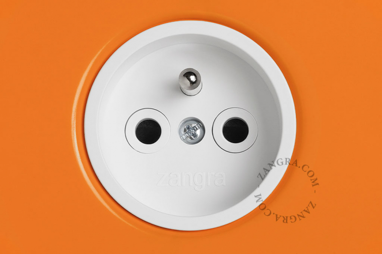 orange wall outlet with double switch - nickel-plated pushbuttons