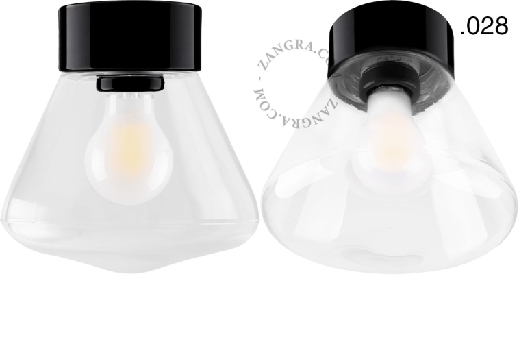 Czarna porcelanowa lampa ścienna lub sufitowa okrągła - retro.