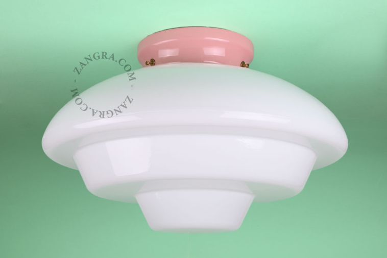 Art Deco lampe i pink porcelæn.