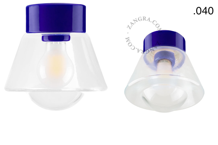 Blauwe, porseleinen lamp.