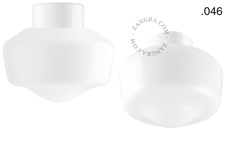 White porcelain lamp with glass lampshade.