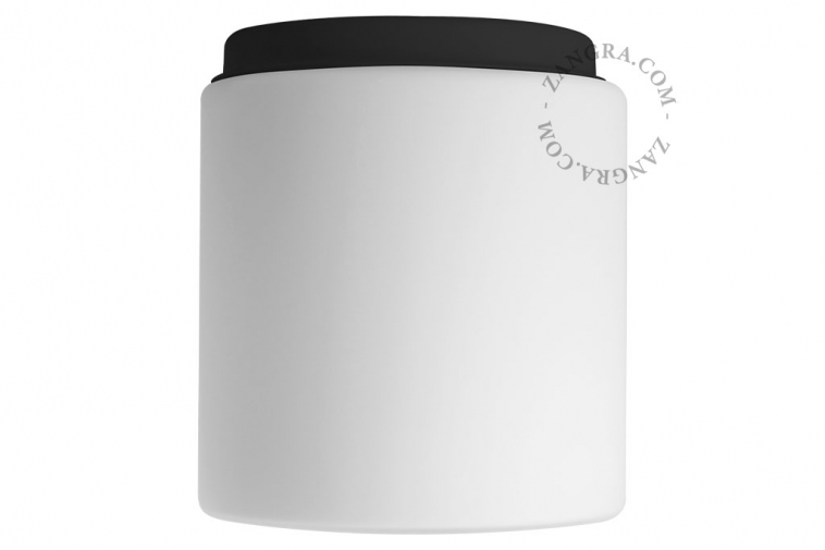 Lampe cylindrique en verre pour salle de bain ou extérieur.