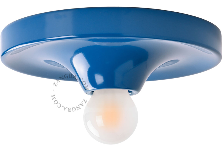Rund blå lampe.
