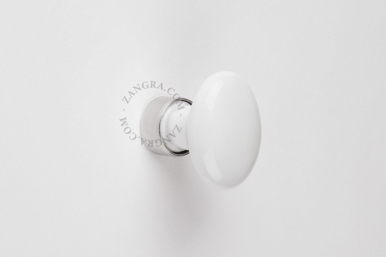 Oval white porcelain drawer knob