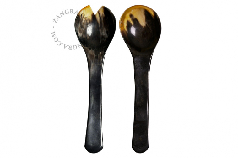 natural horn salad servers