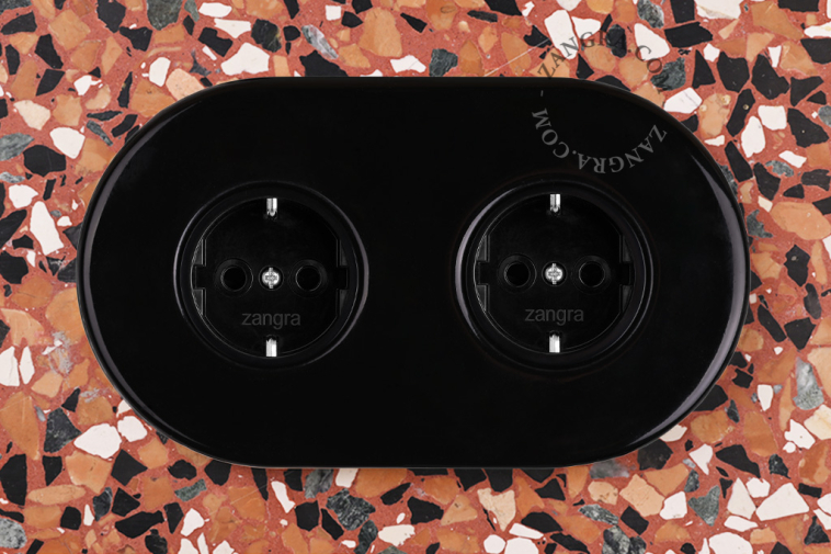 Black porcelain double outlet.