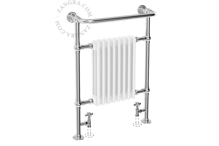 Traditional heated towel rail.