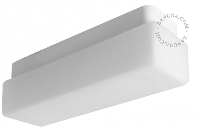 Lampe rectangulaire en verre 31 cm pour salle de bain ou extérieur.