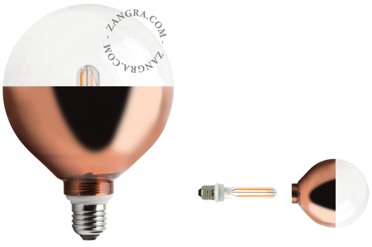 Light bulb with copper base mirror