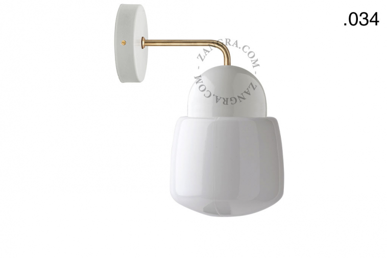 white porcelain wall light with glass shade