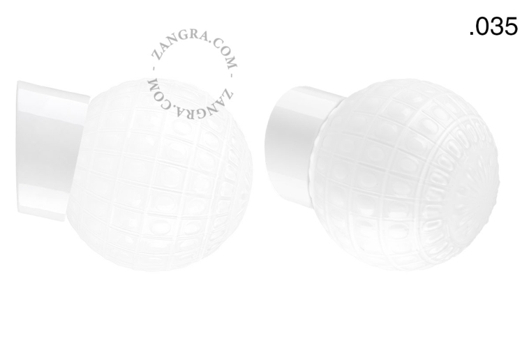 White porcelain wall light with glass lampshade.