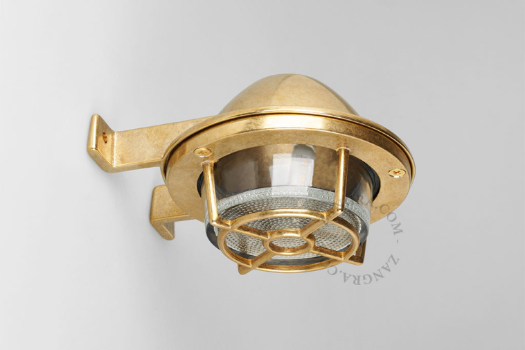 Marine-style brass wall light.