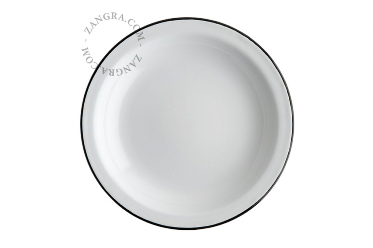 White enamel soup plate