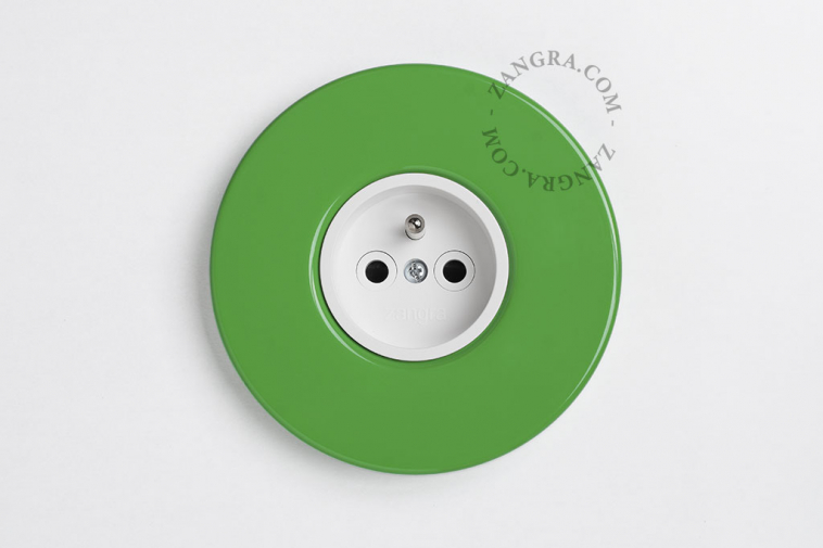 Round green flush mount socket.