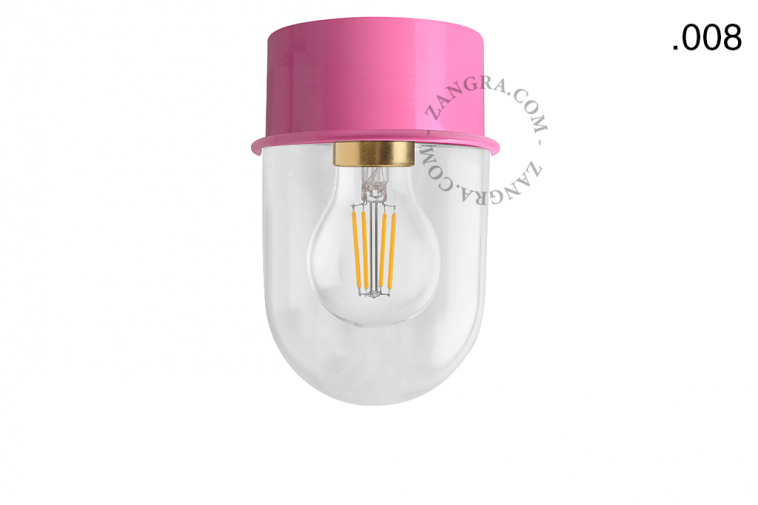 pink ceiling light with glass shade