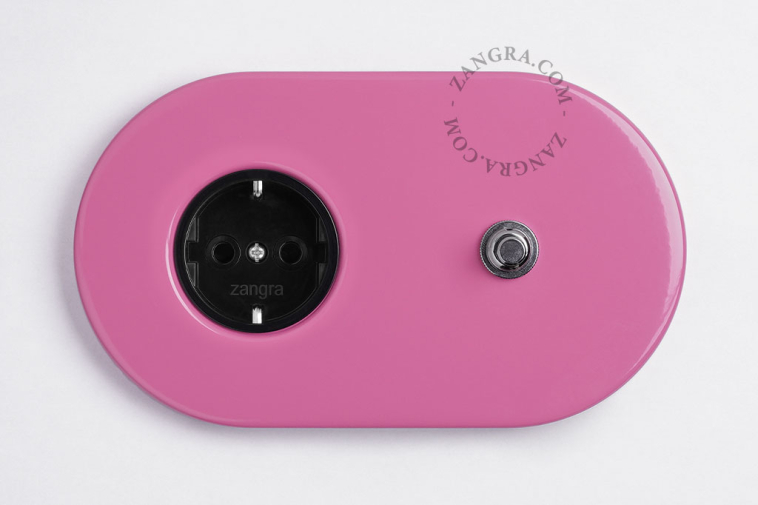 pink flush mount outlet & switch – nickel-plated pushbutton