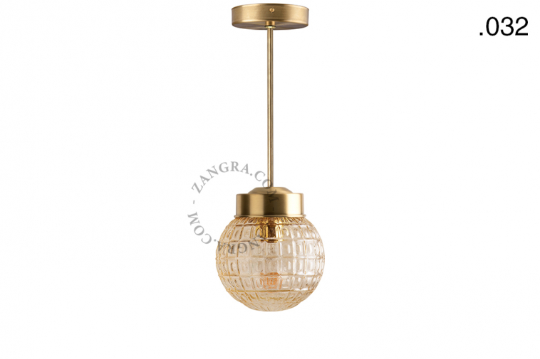 retro brass pendant light with glass shade