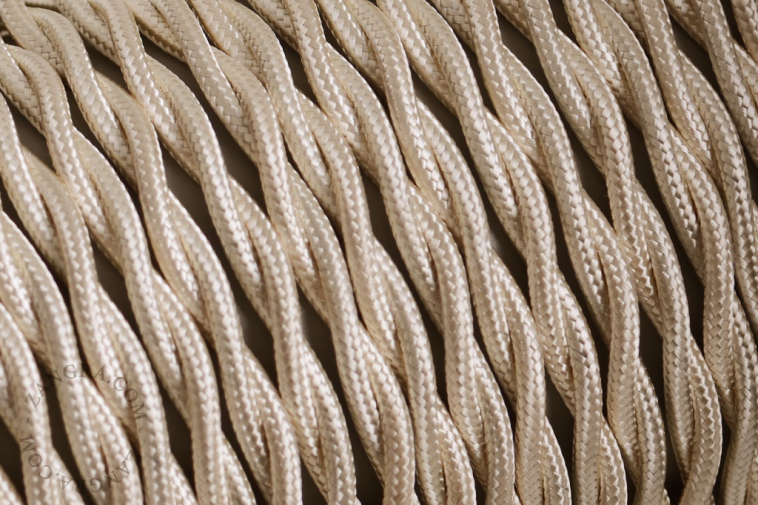 Ivory-white fabric twisted cable.