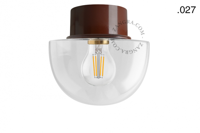 lampada marrone con paralume in vetro