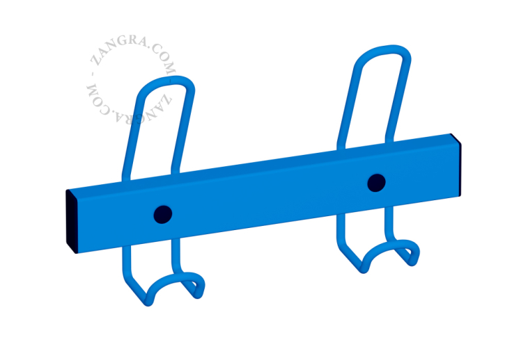 Blue coat rack.