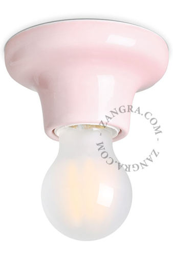 Pink porcelain light fixture.
