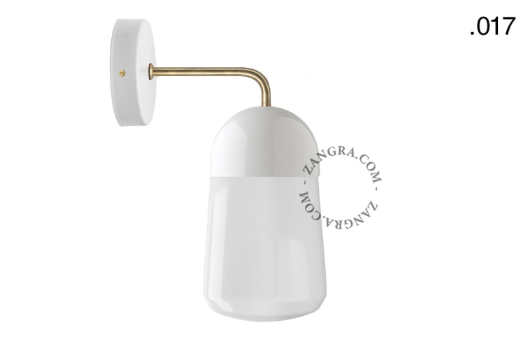 white porcelain wall light with glass shade