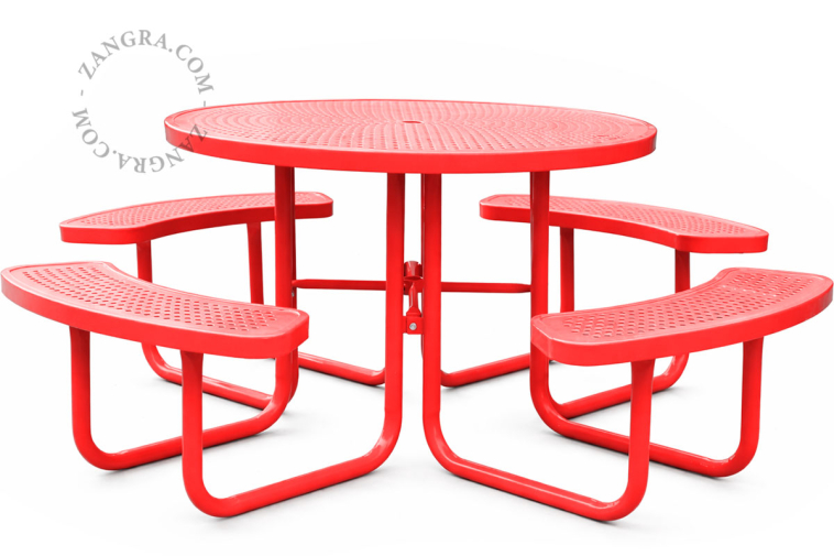 Steel garden table.