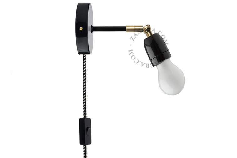 black adjustable wall light with switch
