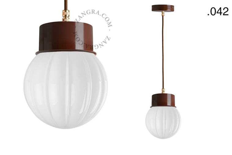brown pendant light with glass shade