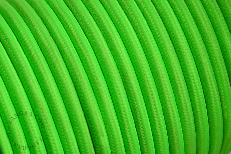 Fluorescent green fabric cable.