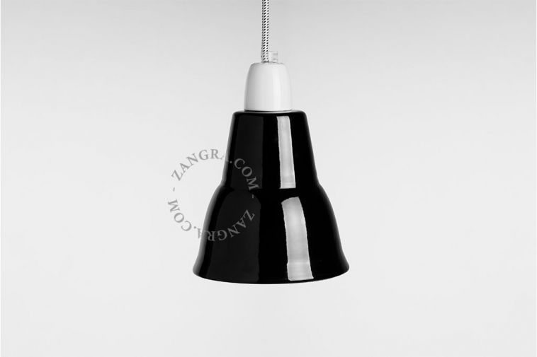 Black enamelled industrial pendant light.
