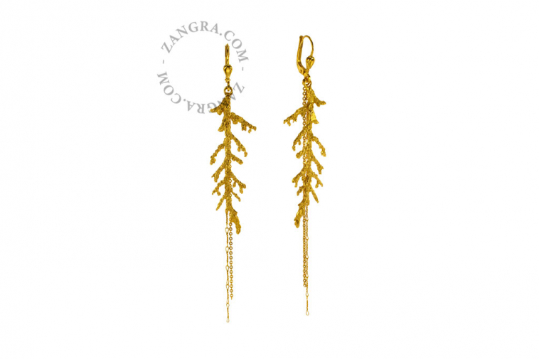 earrings-jewellery-women-gold-silver-thuja-leaf