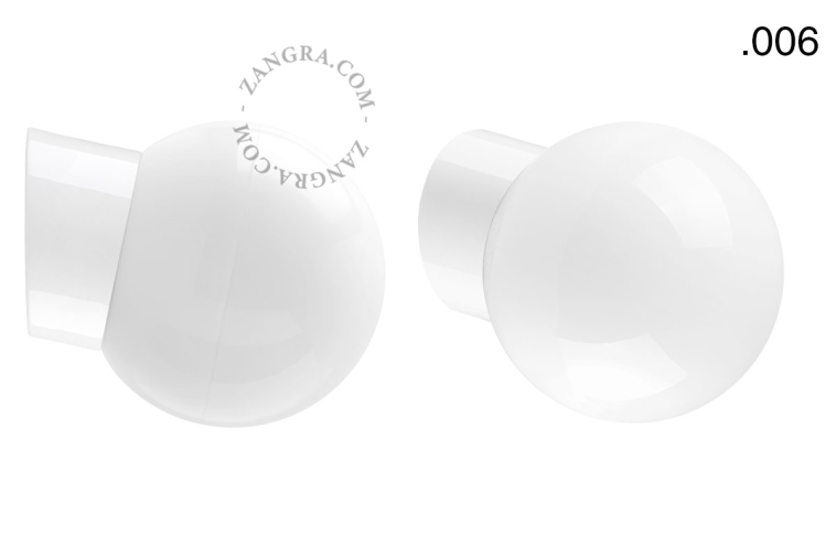 White porcelain wall light with glass lampshade.
