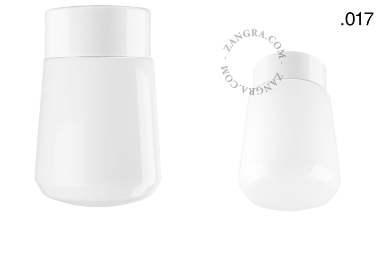 White porcelain lamp with glass lampshade.
