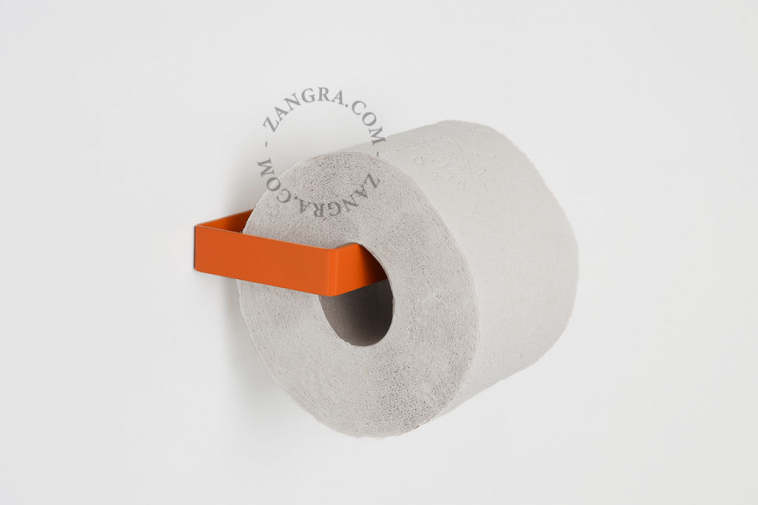 dérouleur papier toilette en métal orange