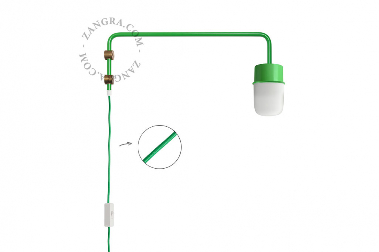 green wall lamp with swing arm