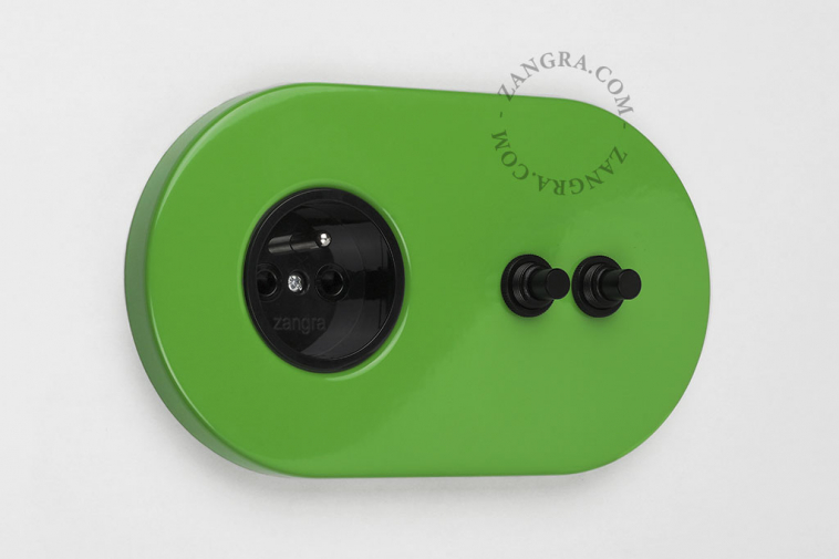 Green outlet and double pushbutton.