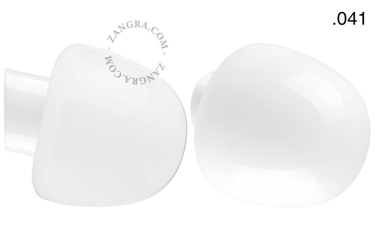 White porcelain wall light with glass lampshade.