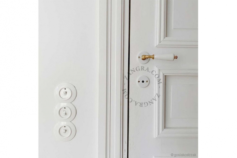 porcelain door handle knob brass