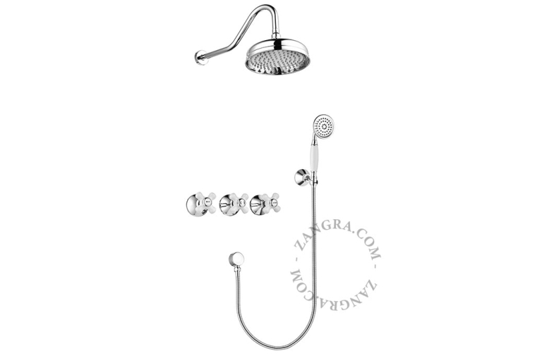 Retro shower set with rain and hand shower.