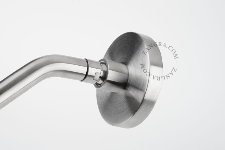 Shower mixer with head shower in stainless steel.