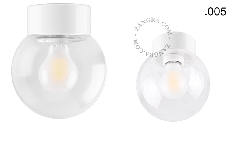 White porcelain lamp with glass lampshade.